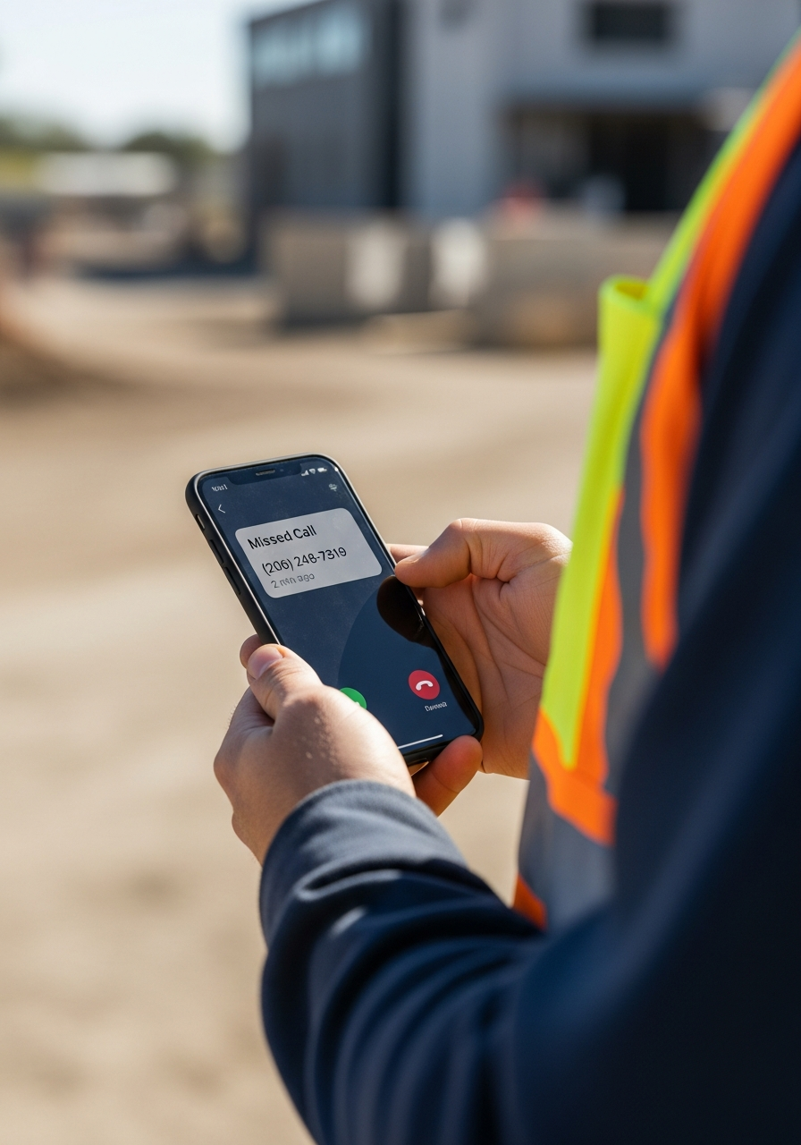 Contractor viewing missed call